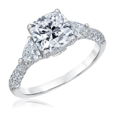 Downton Abbey 3ctw Cushion Lab Grown Diamond White Gold Engagement Ring | Lady Edith