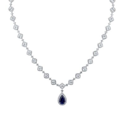 Downton Abbey | Lady Mary - Created Blue Sapphire and Created White Sapphire Statement Necklace