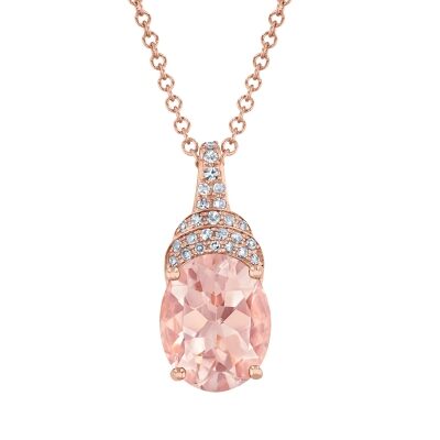 Effy Morganite and Diamond Accent Rose Gold Pendant Necklace