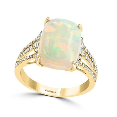 Effy Opal and 1/3ctw Diamond Yellow Gold Ring