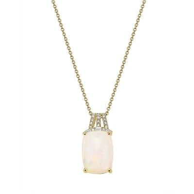 Effy Opal and 1/8ctw Diamond Yellow Gold Pendant Necklace