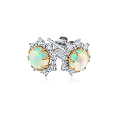 Effy Opal and 3/8ctw Diamond Halo Two-Tone Gold Earrings