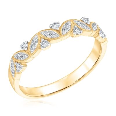 1/5ctw Round Diamond Milgrain Detail Yellow Gold Anniversary Ring | Embrace Collection