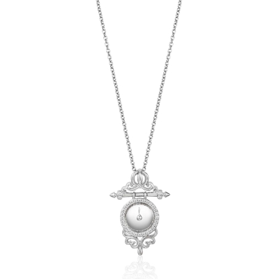 Enchanted Disney Vault Cinderella Diamond Clock Pendant Necklace 1/10ctw
