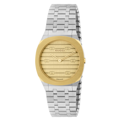 Gucci 25H Brass Dial and Stainless Steel Bracelet Watch | 30mm | YA163502