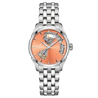 Hamilton Jazzmaster Open Heart Lady Auto Apricot Dial Stainless Steel Bracelet Watch 36mm - H32215100