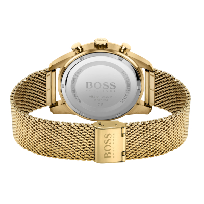 Hugo Boss Skymaster Chronograph Black Dial Gold-Tone Mesh Bracelet Watch | 44mm | 1513838