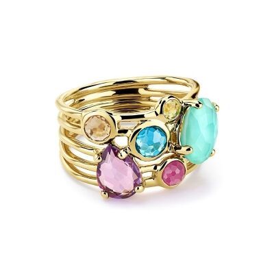 IPPOLITA Gelato 6-Stone Cluster Yellow Gold Ring in Summer Rainbow - Size 7 - ROCK CANDY