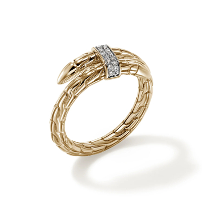 John Hardy 1/15ctw Diamond Spear Single Coil Yellow Gold Ring - Size 7