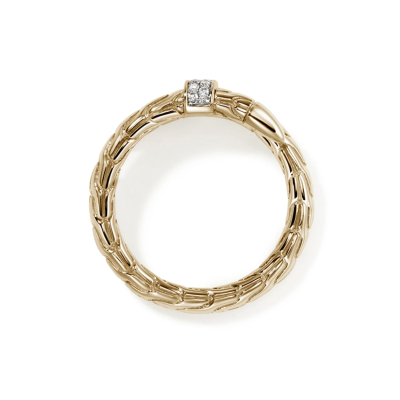 John Hardy 1/15ctw Diamond Spear Single Coil Yellow Gold Ring - Size 7