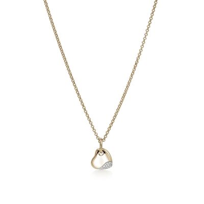 John Hardy Pebble Heart 1/6ctw Diamond Small Yellow Gold Pendant Necklace