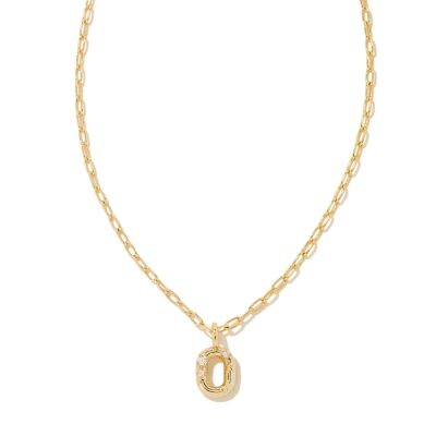 Kendra Scott Letter O Short Pendant Necklace in White Cubic Zirconia, Gold-Plated