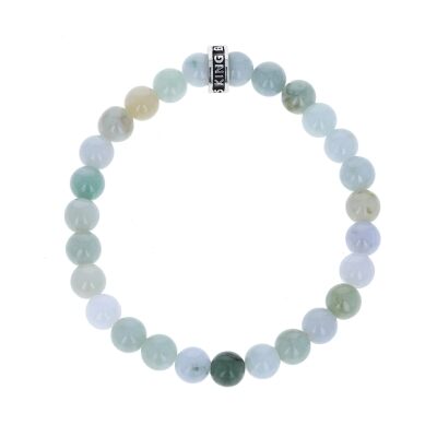 King Baby Burma Jade and Sterling Silver Logo Ring Beaded Bracelet | 8mm | 8.75 Inches