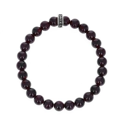 King Baby Garnet and Sterling Silver Logo Ring Beaded Bracelet | 8mm | 8.75 Inches