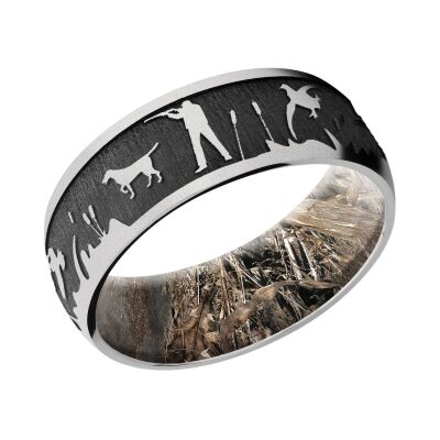 Lashbrook Cobalt Chrome Duck Hunt Pattern with Mossy Oak Duck Blind Sleeve Comfort Fit Band, 8mm