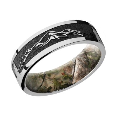 Lashbrook White Gold Mountain Pattern with King's Mountain Camo Sleeve Comfort Fit Band, 7mm