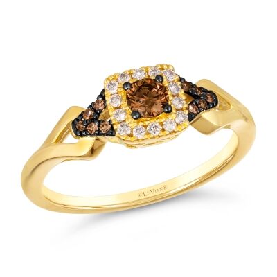 Le Vian® 1/3ctw Chocolate Diamonds® and Nude Diamonds™ 14k Honey Gold™ Halo Ring