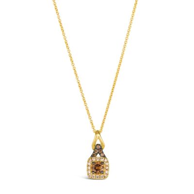Le Vian® 1/3ctw Chocolate Diamonds® and Nude Diamonds™ 14k Honey Gold™ Pendant Necklace