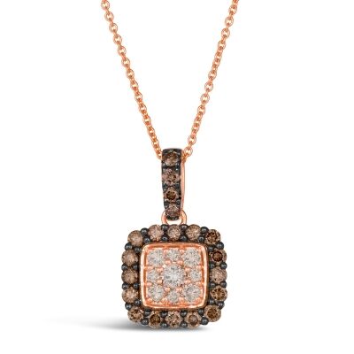 Le Vian® 3/4ctw Nude Diamonds™ and Chocolate Diamonds® 14k Strawberry Gold® Pendant Necklace