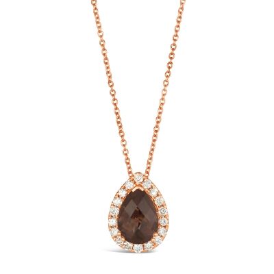 Le Vian® Chocolate Quartz® and 1/3ctw Nude Diamonds™ 14k Strawberry Gold® Pendant Necklace
