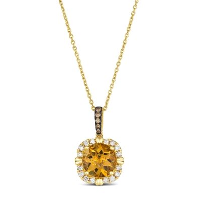 Le Vian® Cinnamon Citrine® 1/3ctw Chocolate Diamonds® and Nude Diamonds™ 14k Honey Gold™ Pendant Necklace