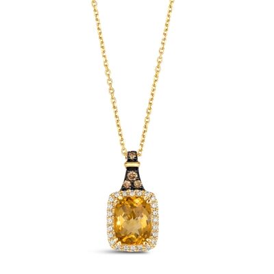 Le Vian® Cinnamon Citrine® 1/4ctw Chocolate Diamonds® and Nude Diamonds™ 14k Honey Gold™ Pendant Necklace