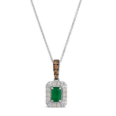 Le Vian® Costa Smeralda Emeralds™ 1/4ctw Chocolate Diamonds® and Nude Diamonds™ 14k Vanilla Gold® Pendant Necklace