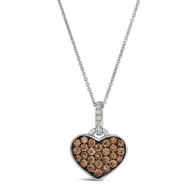 Le Vian® 5/8ctw Chocolate Diamonds® and Nude Diamonds™ 14k Vanilla Gold® Heart Pendant Necklace
