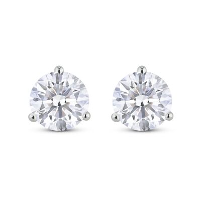 Lightbox 4ctw Round Lab Grown Diamond White Gold Solitaire Stud Earrings