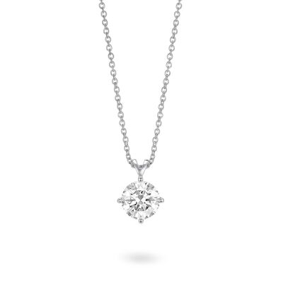 Lightbox Finest 1ct Round Brilliant Lab Grown Diamond White Gold Solitaire Pendant Necklace