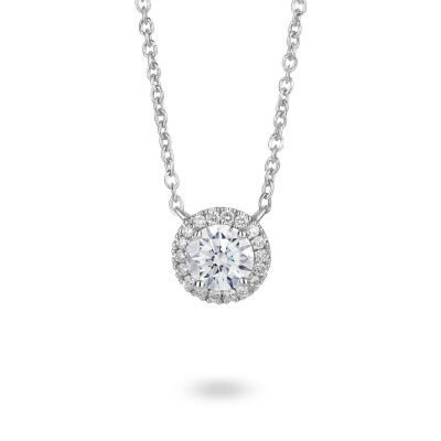 Lightbox 2ctw Lab Grown Diamond Halo White Gold Pendant Necklace