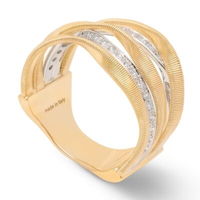 Marco Bicego 1/3ctw Diamond 5-Row Two-Tone Yellow and White Gold Band | Marrakech Collection | Size 7