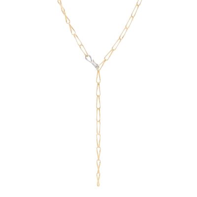 Marco Bicego Long Twisted Link Yellow Gold Necklace with Diamond Clasp