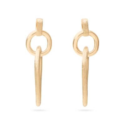 Marco Bicego Yellow Gold Polished and Engraved Link Drop Earrings - Jaipur Gold Collection