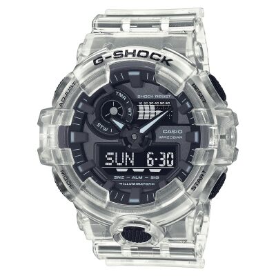 Men's Casio G-Shock Analog-Digital GA700 Transparent Resin Watch GA700SKE-7A