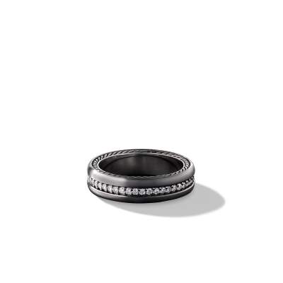 fandf Men's David Yurman Streamline Pave Band in Grey Titanium