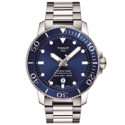 Men's Tissot Seastar 1000 Powermatic 80 Blue Dial Stainless Steel Watch | T1204071104103