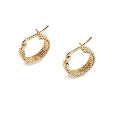 Metal Alchemist Woven Armor 15mm Gold-Filled Hoop Earrings