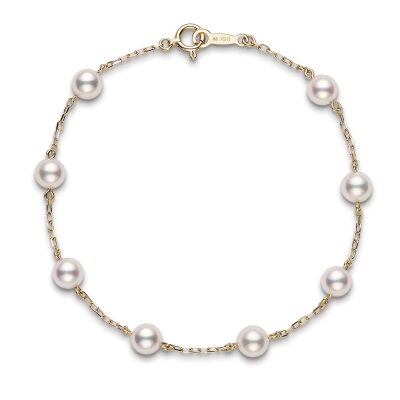 MIKIMOTO 6-6.5mm Akoya Cultured Pearl Station Bracelet in Yellow Gold