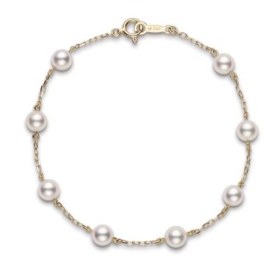MIKIMOTO 6mm Akoya Cultured Pearl Station Bracelet in Yellow Gold