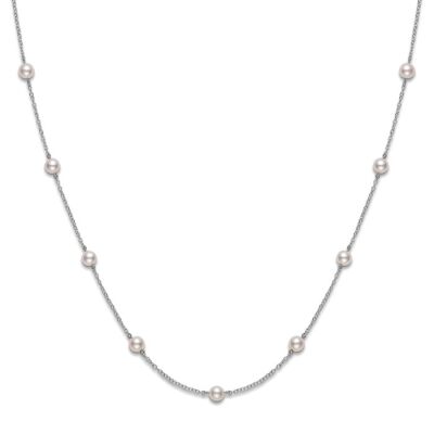 MIKIMOTO 6mm Akoya Cultured Pearl Station Necklace in White Gold