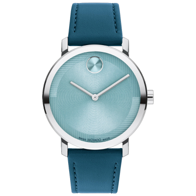 Movado BOLD Evolution 2.0 Blue Dial Leather Strap Watch 40mm - 3601148