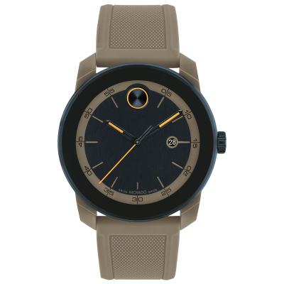 Movado BOLD TR90 Blue Dial Grey Silicone Strap Watch 42mm - 3601209