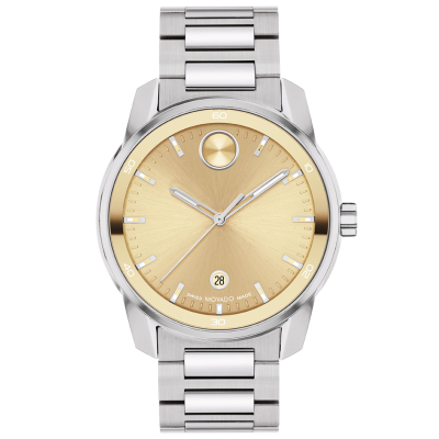 Movado BOLD Verso Gold-Tone Dial Stainless Steel Bracelet Watch 42mm - 3601203