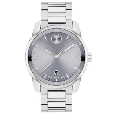 Movado BOLD Verso Grey Dial Stainless Steel Bracelet Watch 42mm - 3601204