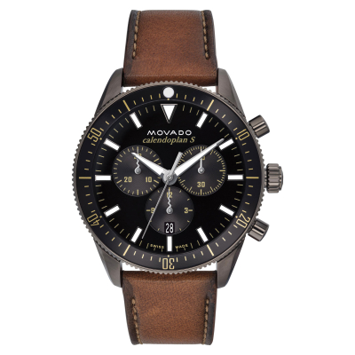 Movado Heritage Calendoplan S Black Dial Leather Strap Watch | 42mm | 3650123