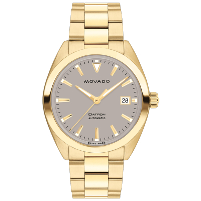 Movado Heritage Series Datron Automatic Grey Dial Yellow Gold PVD Stainless Steel Watch 40mm - 3650172