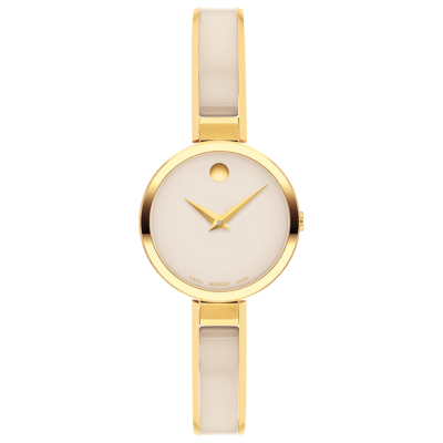Movado Moda Taupe Dial Taupe Ceramic and Gold-Tone Stainless Steel Watch Bangle Bracelet 24mm - 0607867