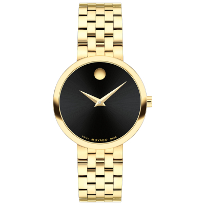 Movado Museum Classic Black Dial Gold-Tone Stainless Steel Watch 29.5mm - 0607847