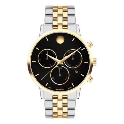 Movado Museum Classic Black Dial Two-Tone Stainless Steel Bracelet Watch 42mm - 0607777